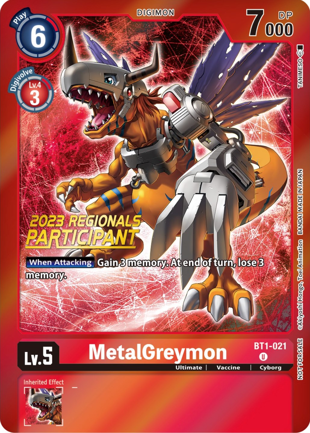 MetalGreymon [BT1-021] (2023 Regionals Participant) [Release Special Booster Promos] | Enigma On Main