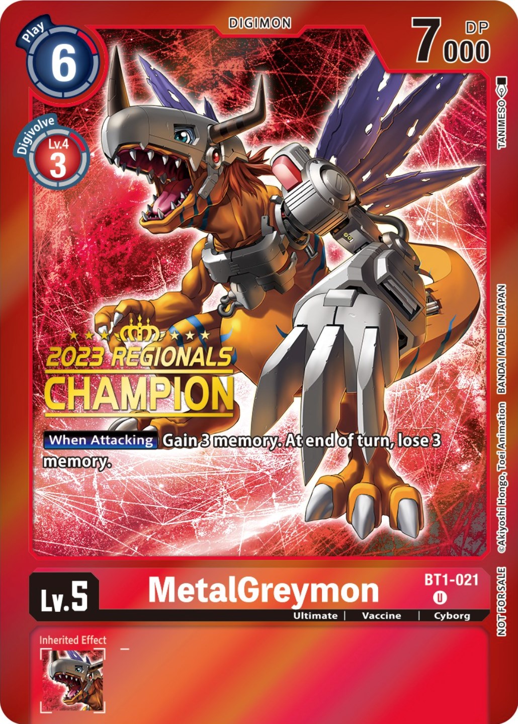 MetalGreymon [BT1-021] (2023 Regionals Champion) [Release Special Booster Promos] | Enigma On Main