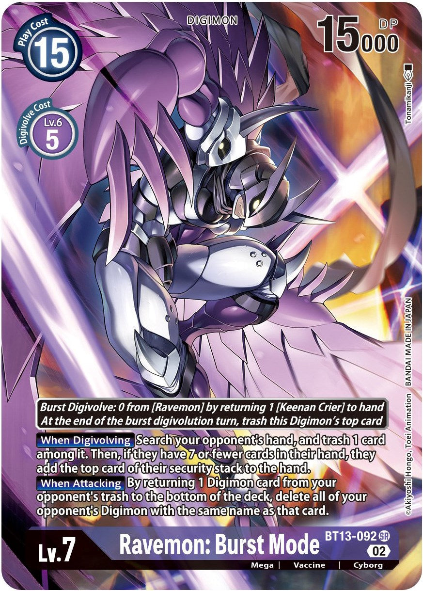 Ravemon: Burst Mode [BT13-092] (Alternate Art) [Versus Royal Knights Booster] | Enigma On Main