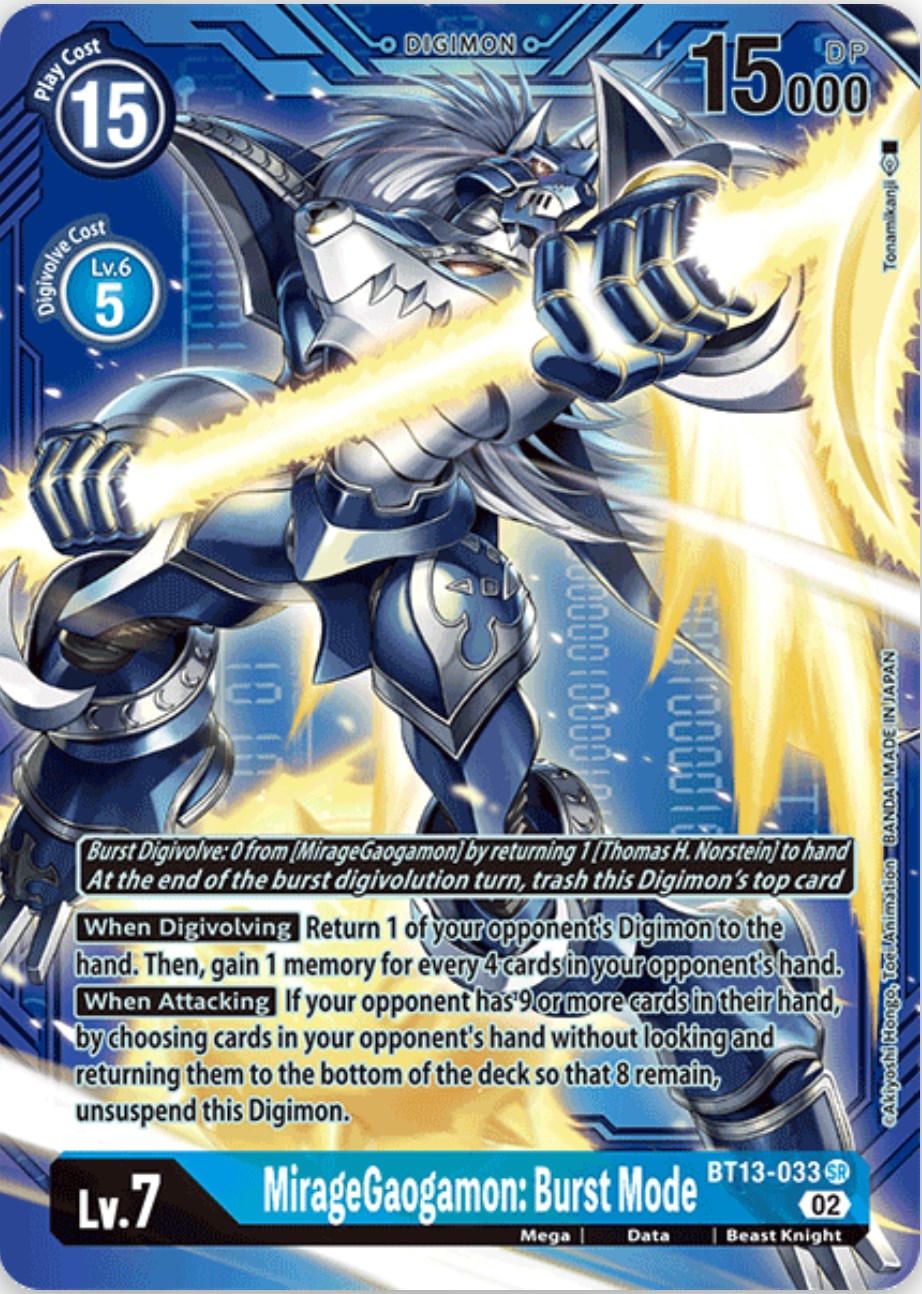 MirageGaogamon: Burst Mode [BT13-033] (Alternate Art with Blue Background) [Versus Royal Knights Booster] | Enigma On Main