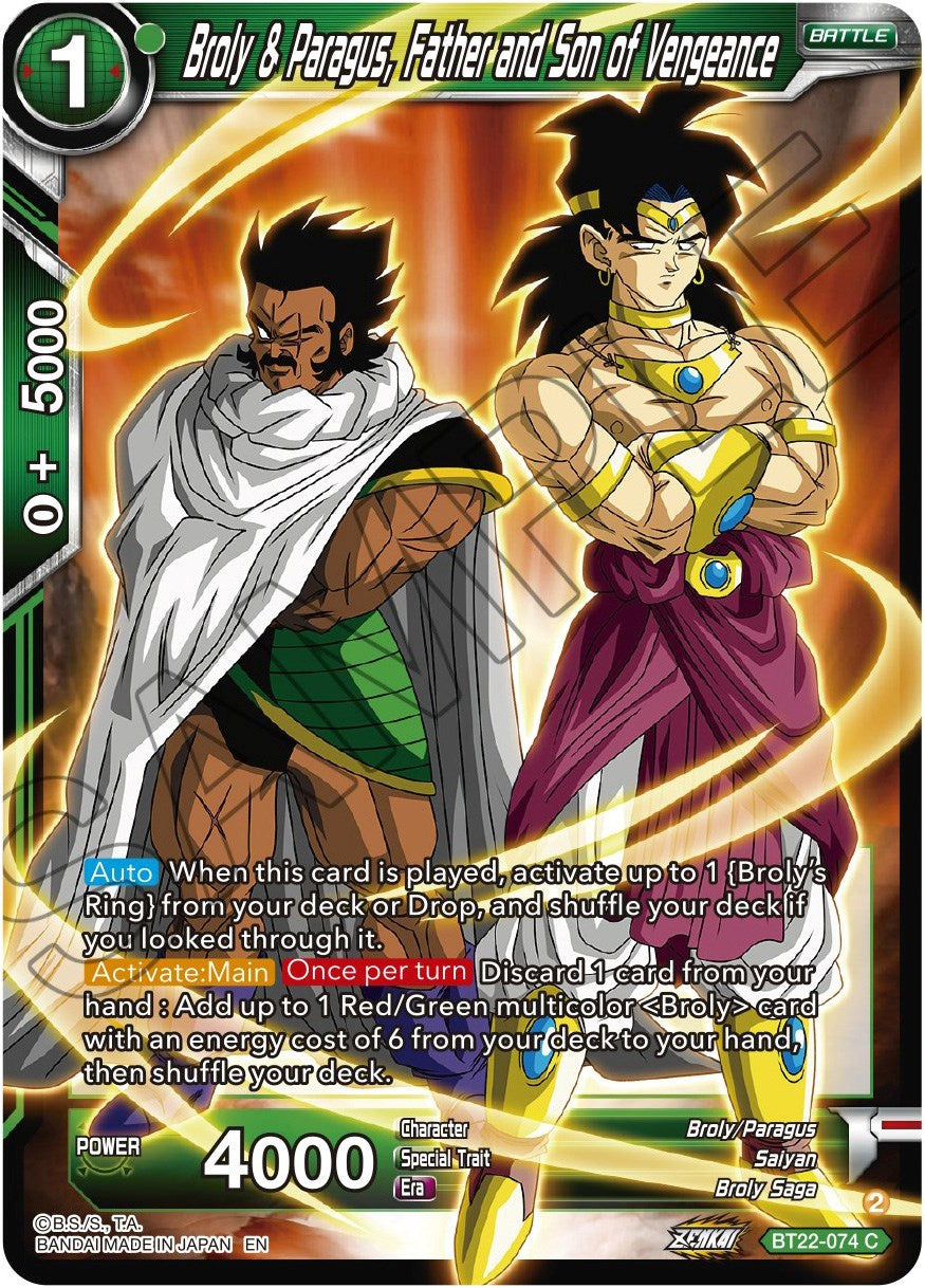 Broly & Paragus, Father and Son of Vengeance (BT22-074) [Critical Blow] | Enigma On Main