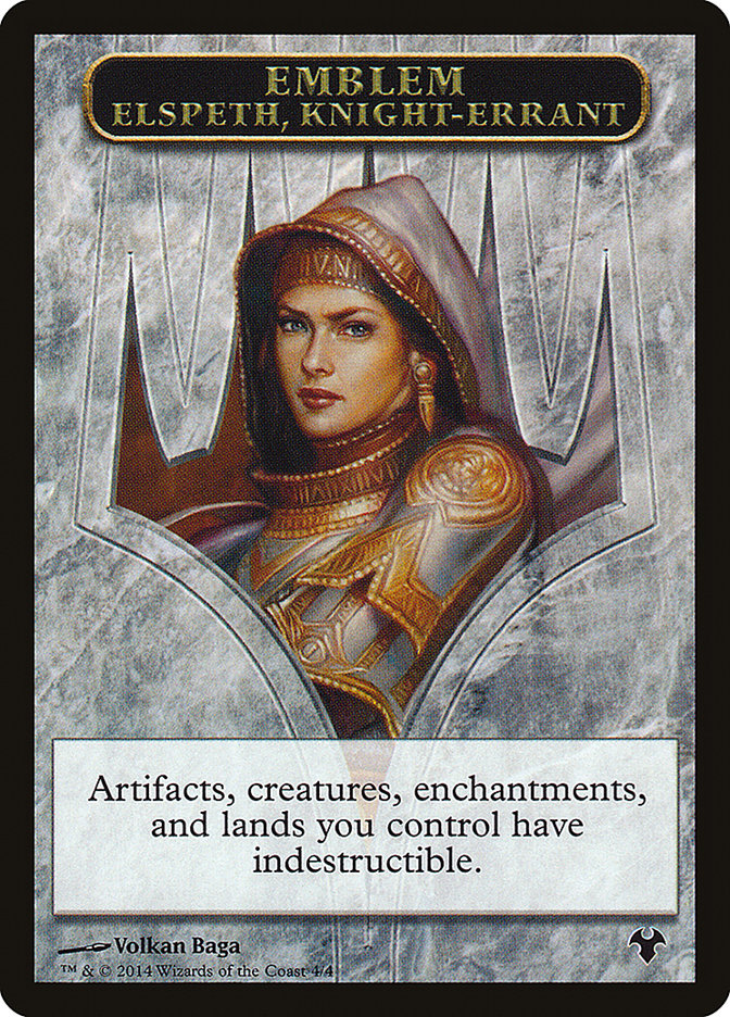 Emblem - Elspeth, Knight-Errant // Soldier Double-Sided Token [Modern Event Deck 2014 Tokens] | Enigma On Main