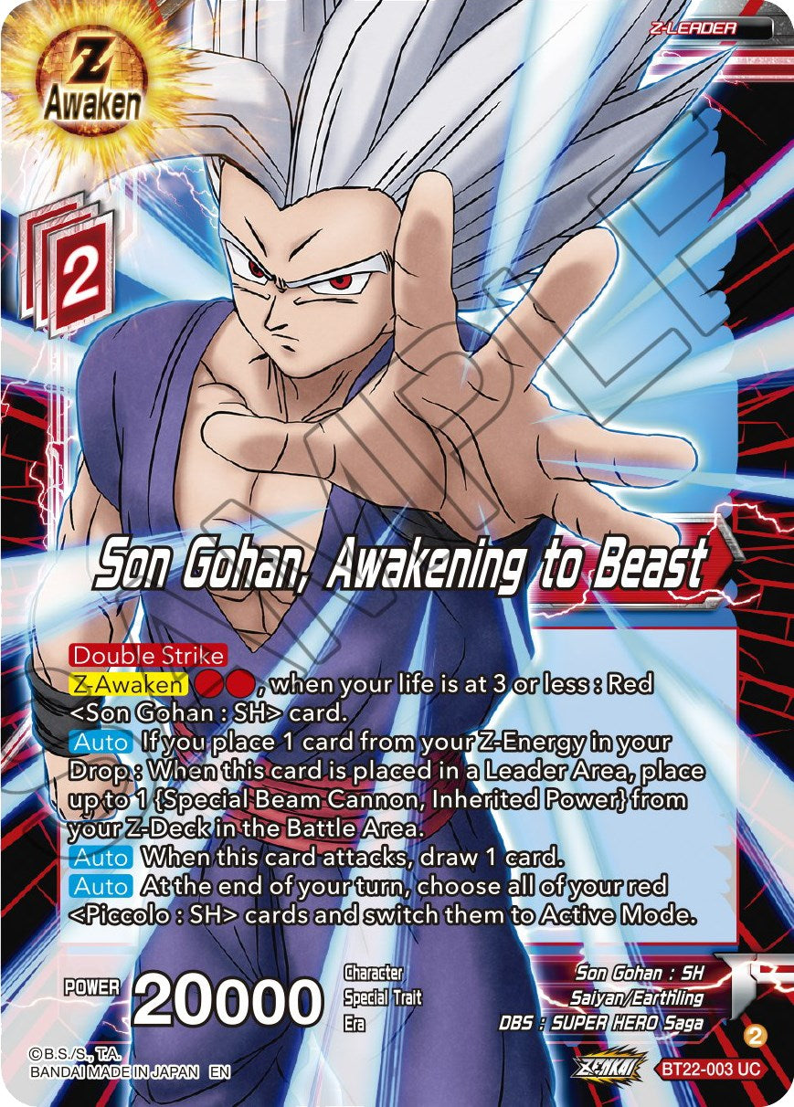 Son Gohan, Awakening to Beast (BT22-003) [Critical Blow] | Enigma On Main