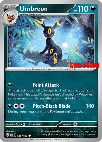 Umbreon (130/197) (GameStop Exclusive) [Scarlet & Violet: Obsidian Flames] | Enigma On Main