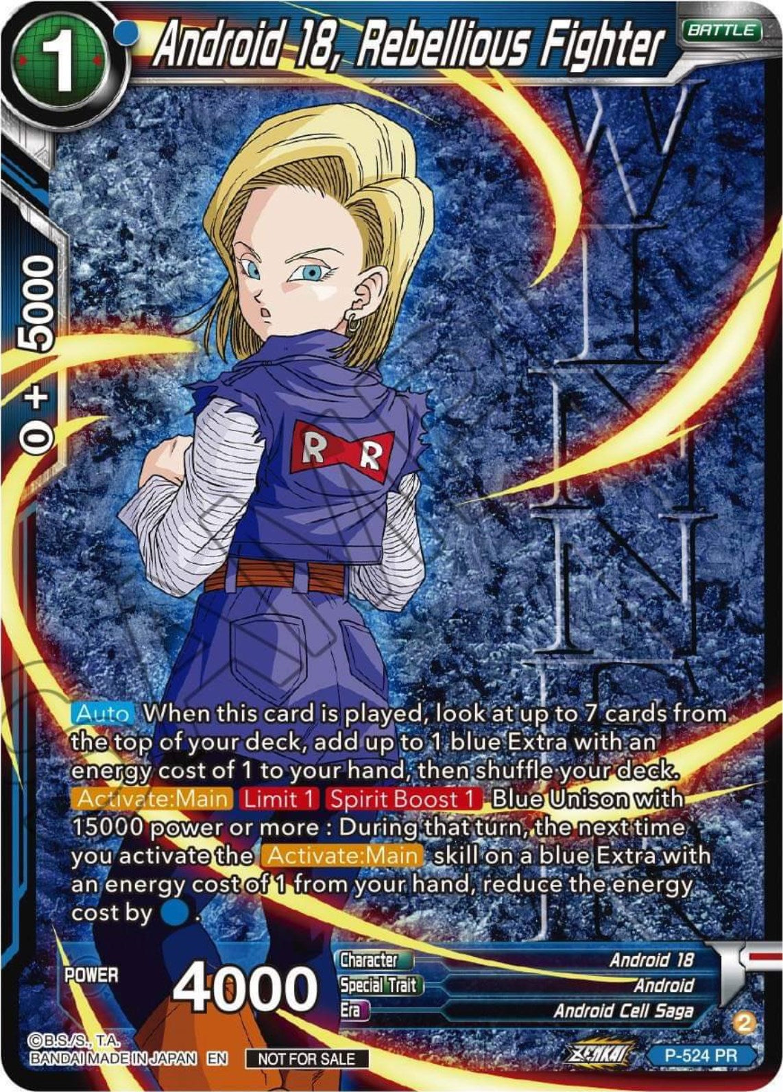 Android 18, Rebellious Fighter (Winner-Stamped) (Zenkai Series Tournament Pack Vol.5) (P-524) [Tournament Promotion Cards] | Enigma On Main