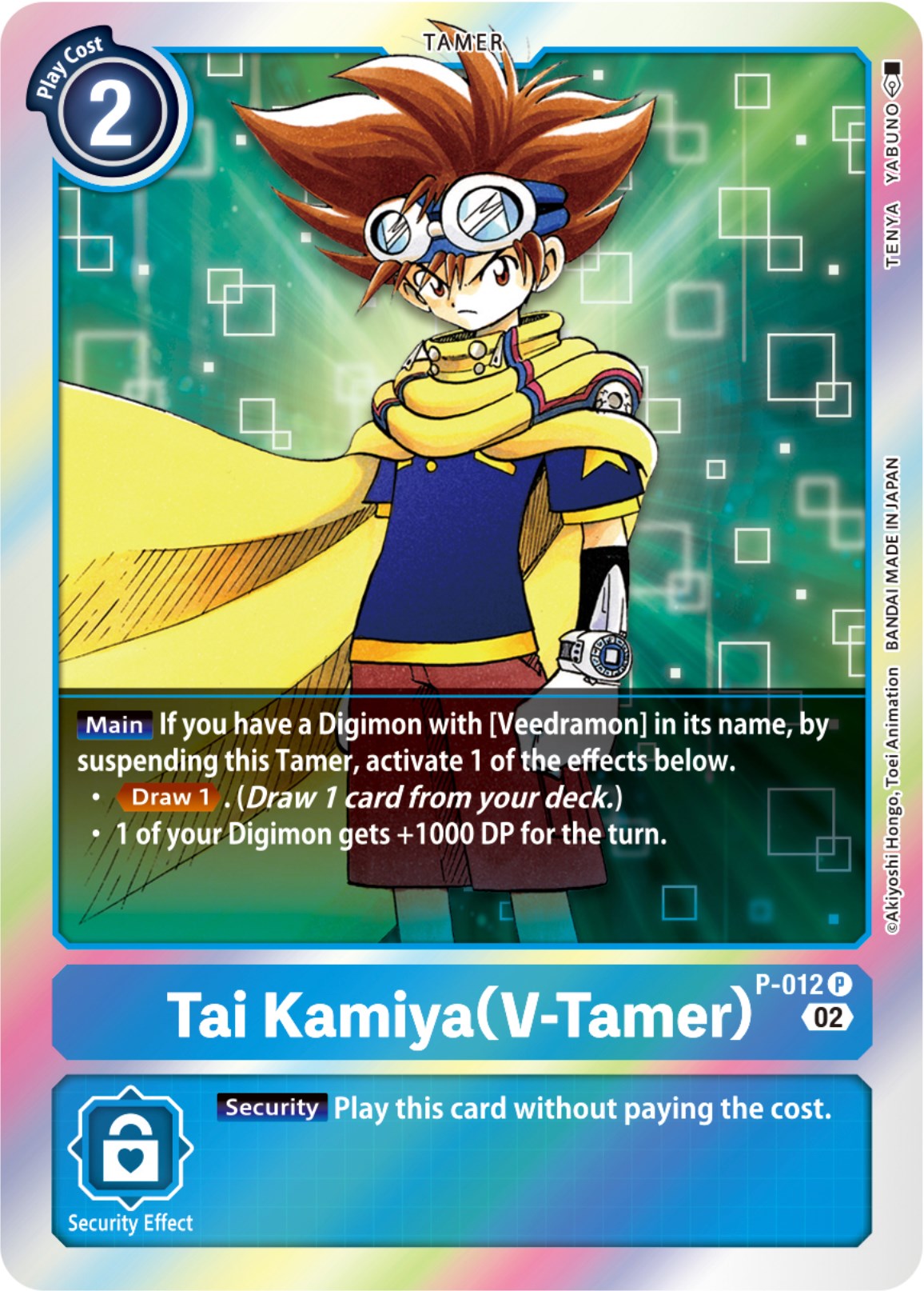 Tai Kamiya (V-Tamer) [P-012] (Resurgence Booster Reprint) [Resurgence Booster] | Enigma On Main