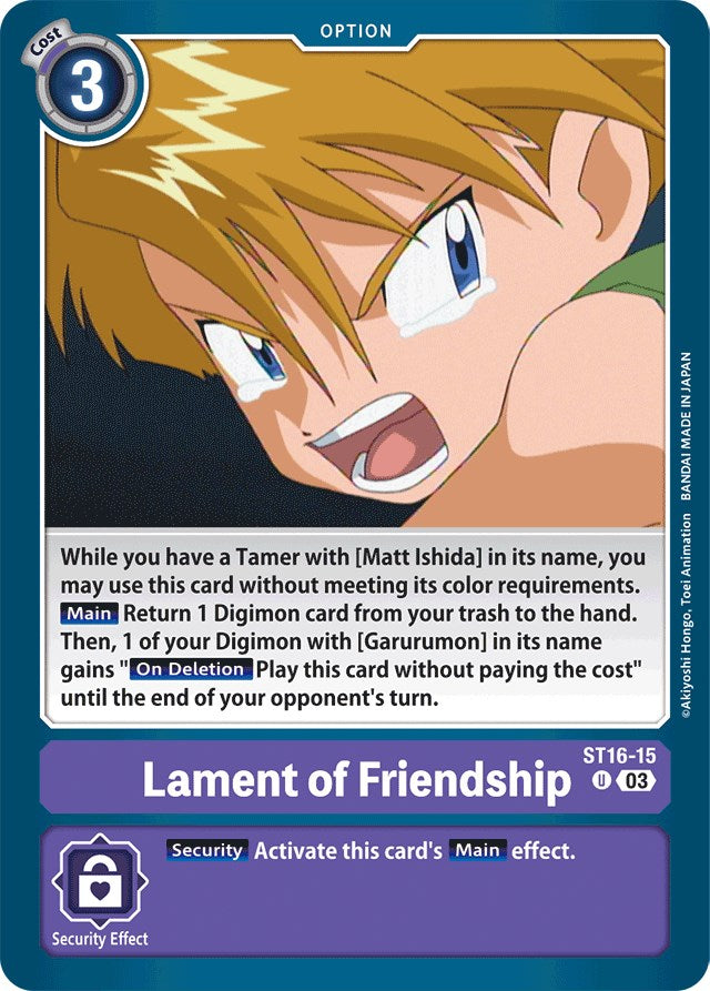 Lament of Friendship [ST16-15] [Starter Deck: Wolf of Friendship] | Enigma On Main