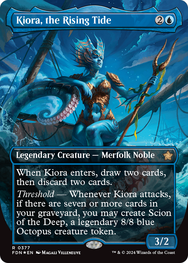 Kiora, the Rising Tide (Borderless) (Mana Foil) [Foundations] | Enigma On Main