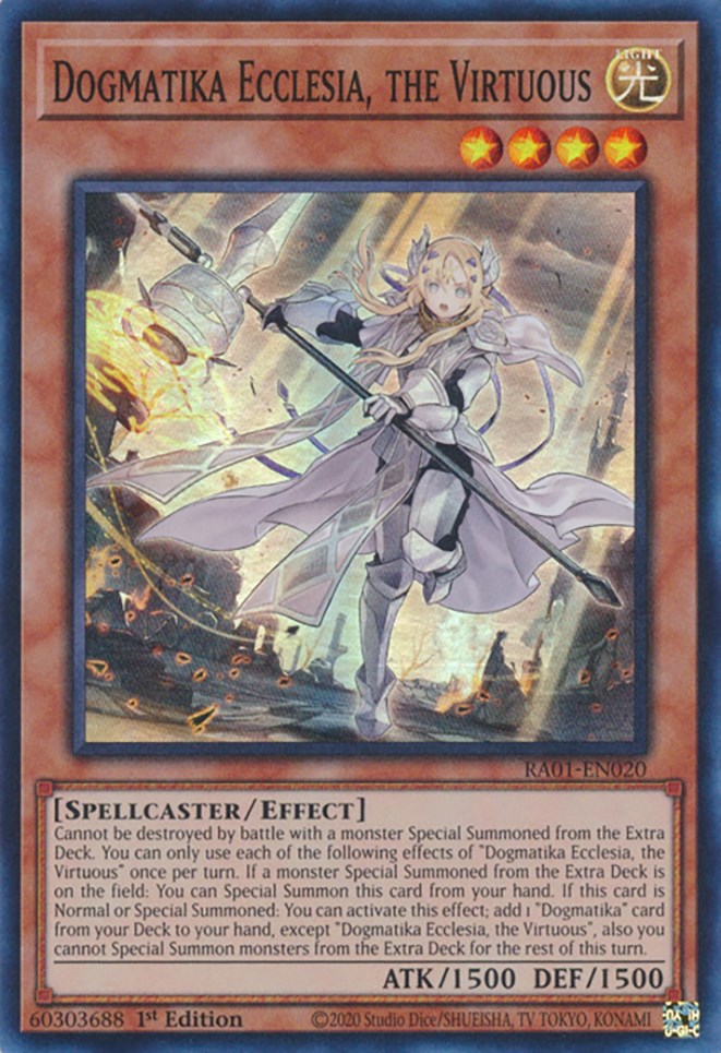 Dogmatika Ecclesia, the Virtuous [RA01-EN020] Super Rare | Enigma On Main