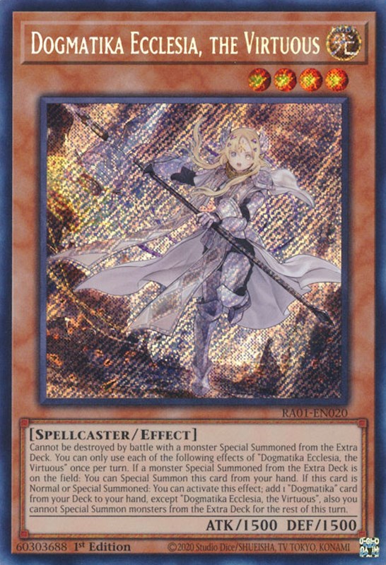 Dogmatika Ecclesia, the Virtuous [RA01-EN020] Secret Rare | Enigma On Main