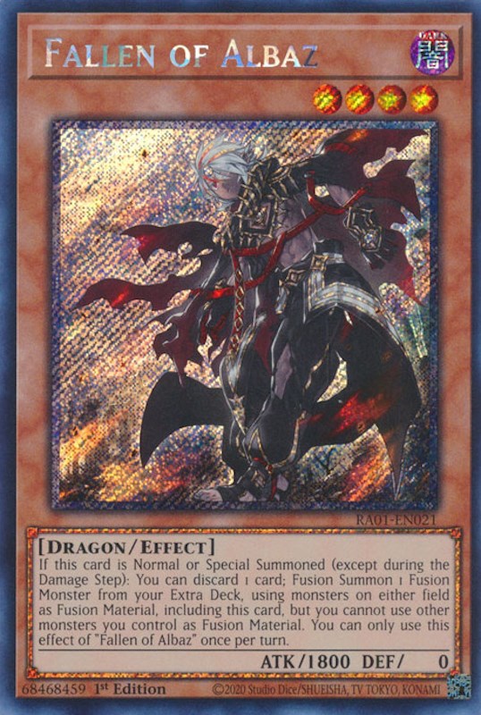 Fallen of Albaz [RA01-EN021] Platinum Secret Rare | Enigma On Main