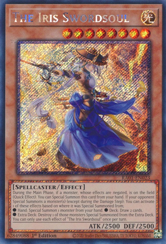 The Iris Swordsoul [RA01-EN023] Platinum Secret Rare | Enigma On Main