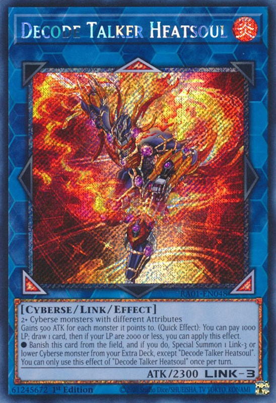 Decode Talker Heatsoul [RA01-EN048] Platinum Secret Rare | Enigma On Main