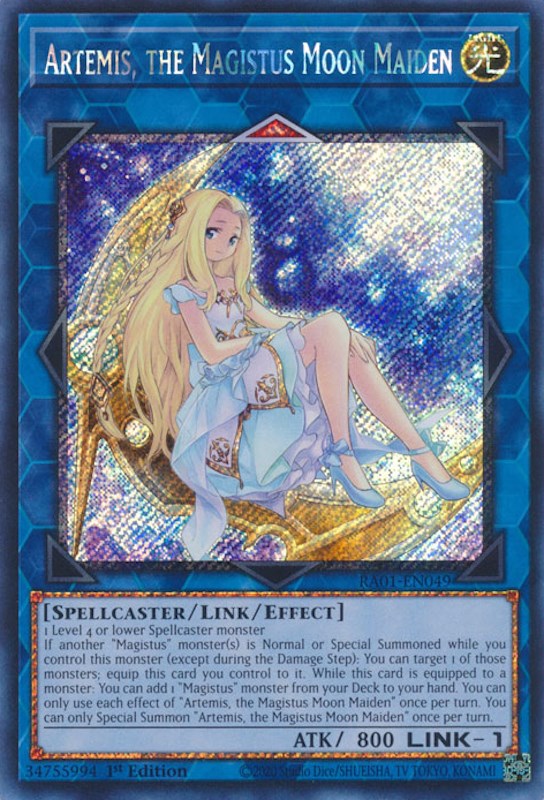 Artemis, the Magistus Moon Maiden [RA01-EN049] Platinum Secret Rare | Enigma On Main