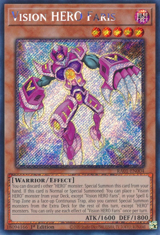 Vision HERO Faris [RA01-EN004] Platinum Secret Rare | Enigma On Main