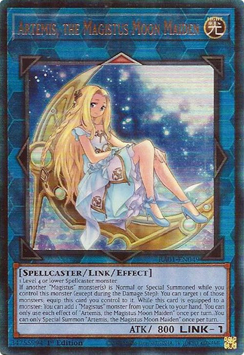 Artemis, the Magistus Moon Maiden [RA01-EN049] Prismatic Ultimate Rare | Enigma On Main