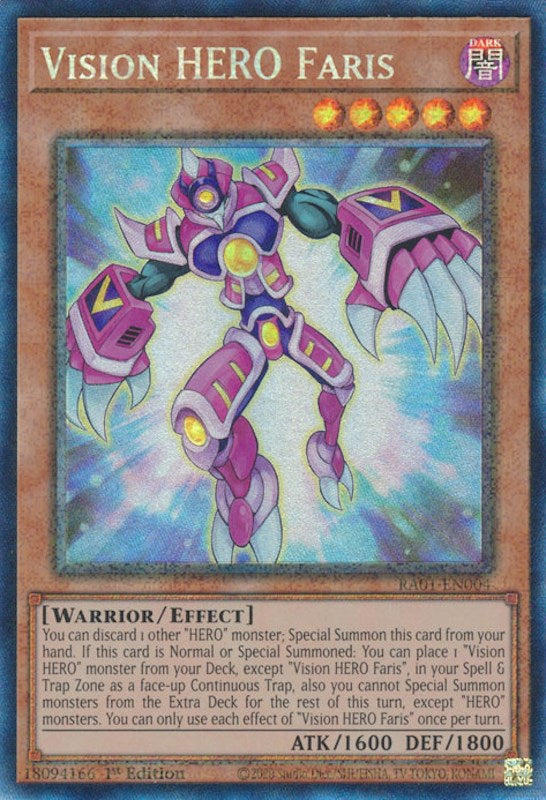 Vision HERO Faris [RA01-EN004] Prismatic Collector's Rare | Enigma On Main