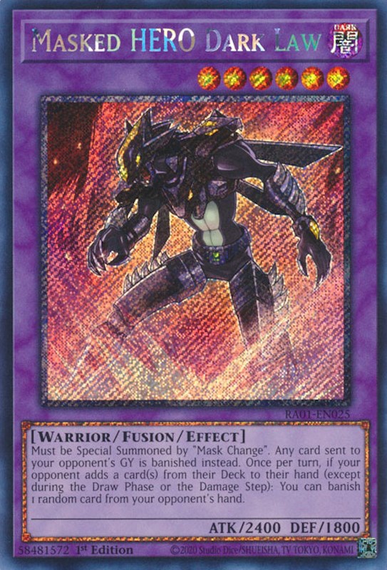 Masked HERO Dark Law [RA01-EN025] Platinum Secret Rare | Enigma On Main