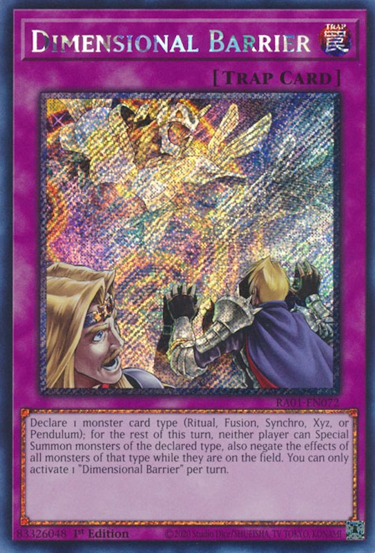 Dimensional Barrier [RA01-EN072] Platinum Secret Rare | Enigma On Main