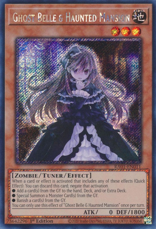 Ghost Belle & Haunted Mansion [RA01-EN011] Platinum Secret Rare | Enigma On Main