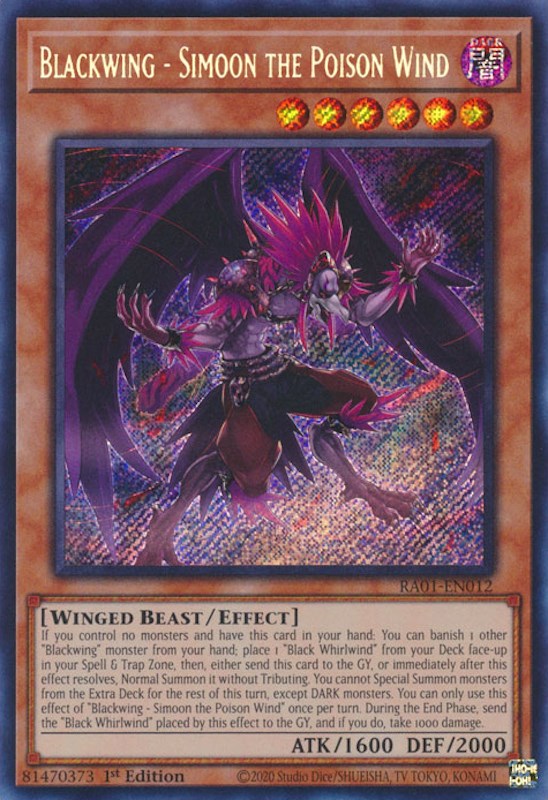 Blackwing - Simoon the Poison Wind [RA01-EN012] Secret Rare | Enigma On Main