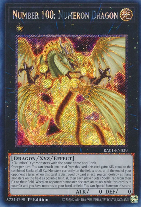 Number 100: Numeron Dragon [RA01-EN039] Platinum Secret Rare | Enigma On Main