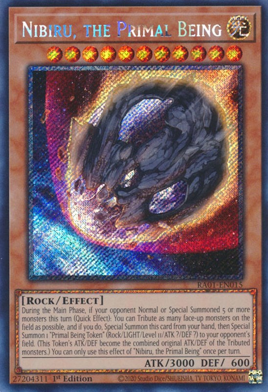 Nibiru, the Primal Being [RA01-EN015] Platinum Secret Rare | Enigma On Main