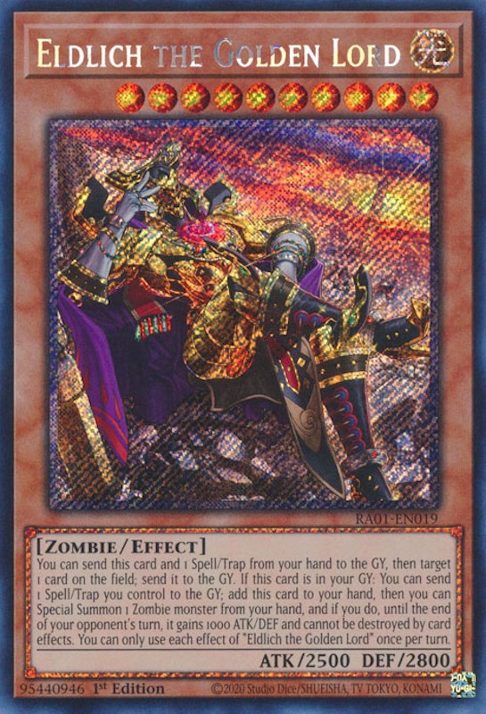 Eldlich the Golden Lord (Alternate Art) [RA01-EN019] Platinum Secret Rare | Enigma On Main