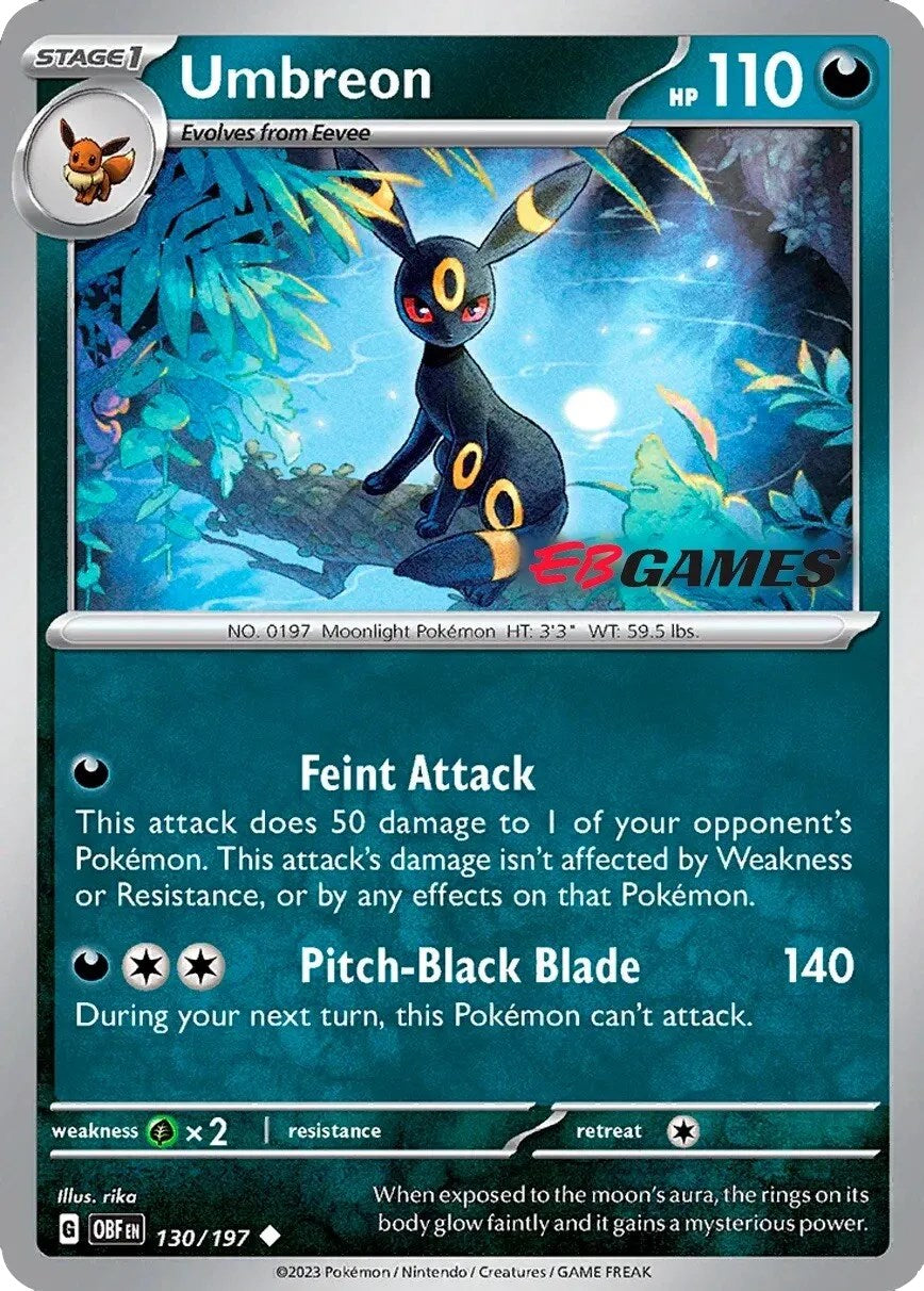 Umbreon (130/197) (EBGames Exclusive) [Scarlet & Violet: Obsidian Flames] | Enigma On Main