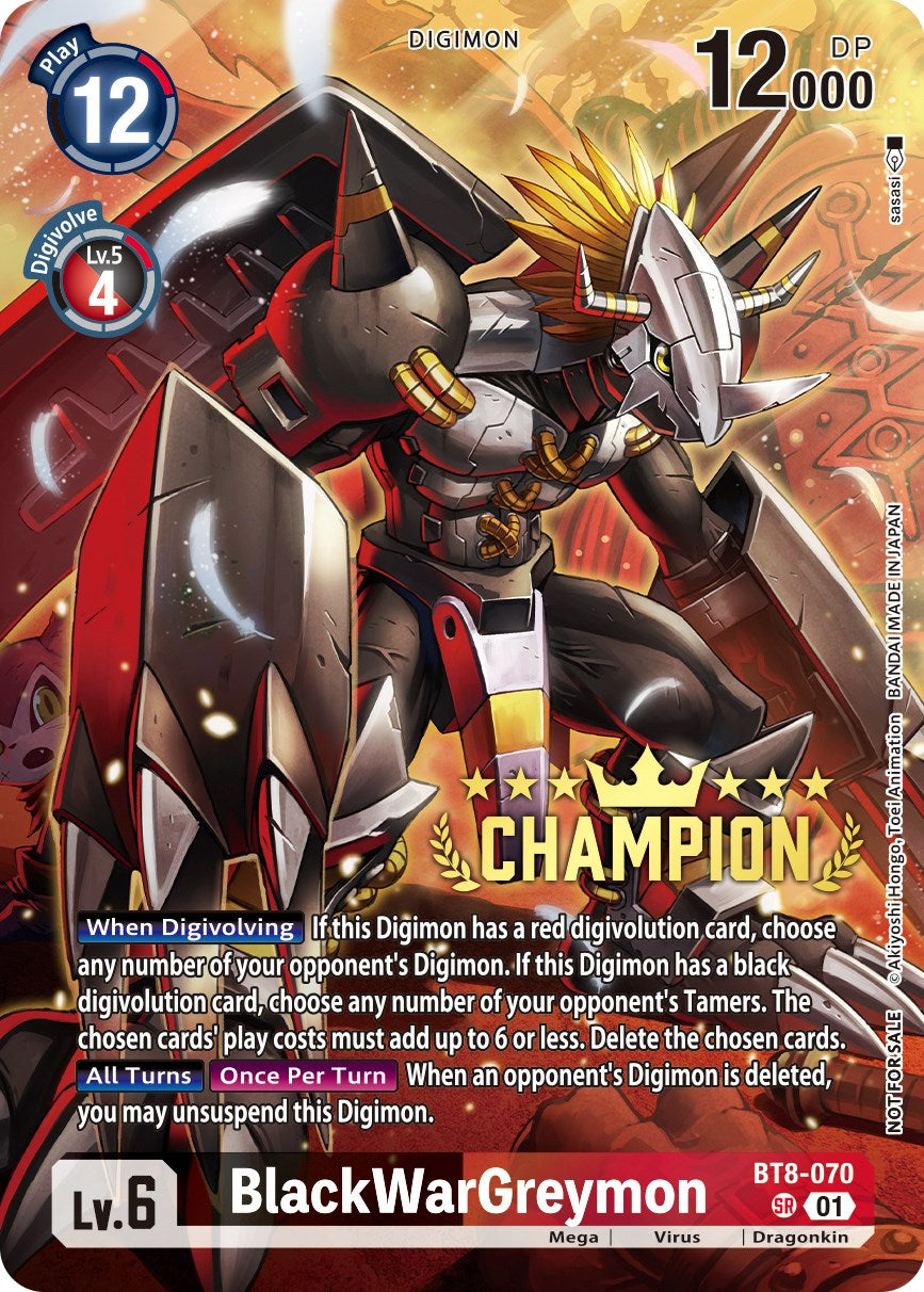 BlackWarGreymon [BT8-070] (Digimon 3-On-3 November 2023 Champion) [New Awakening] | Enigma On Main