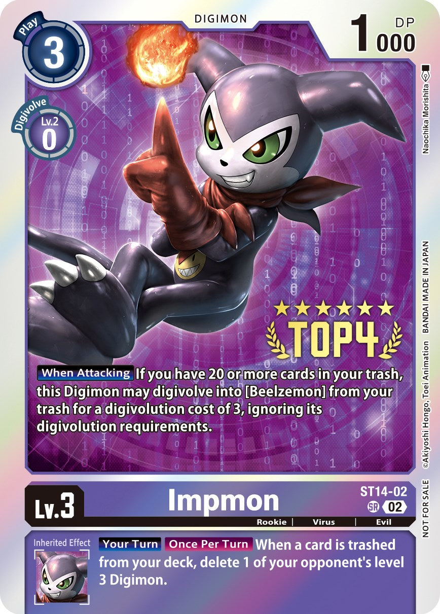 Impmon [ST14-02] (Digimon 3-On-3 November 2023 Top 4) [Starter Deck: Beelzemon Advanced Deck Set] | Enigma On Main