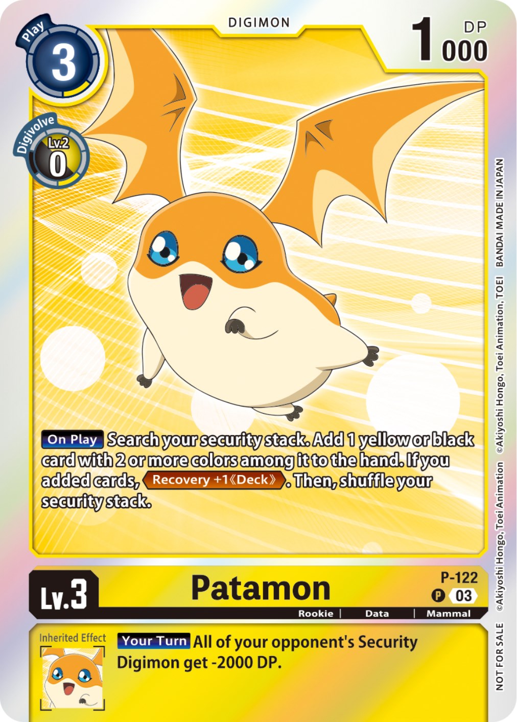 Patamon [P-122] (Tamer Party Pack -The Beginning- Ver. 2.0) [Promotional Cards] | Enigma On Main