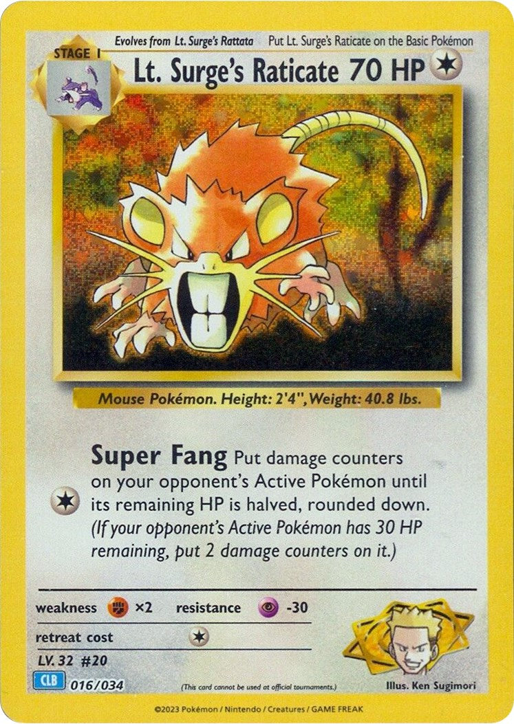 Lt. Surge's Raticate [Trading Card Game Classic] | Enigma On Main