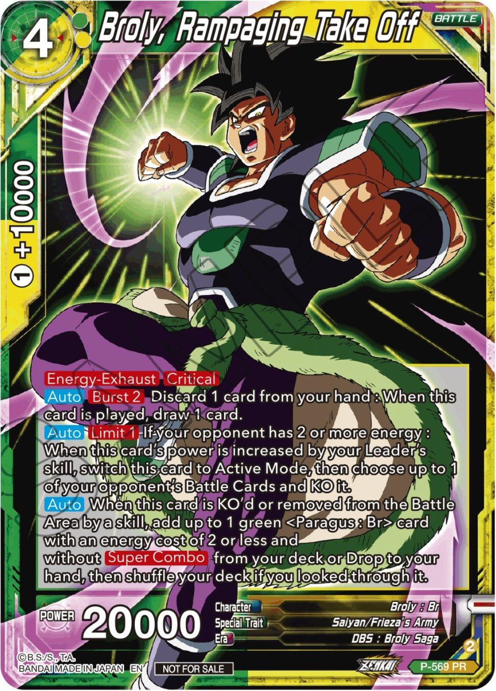 Broly, Rampaging Take Off (Zenkai Series Tournament Pack Vol.6) (P-569) [Tournament Promotion Cards] | Enigma On Main