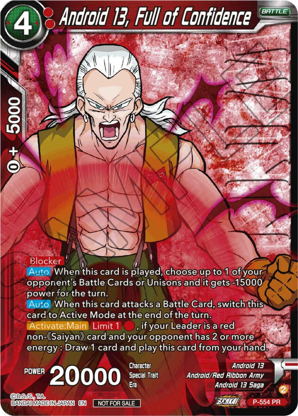 Android 13, Full of Confidence (Zenkai Series Tournament Pack Vol.6) (Winner) (P-554) [Tournament Promotion Cards] | Enigma On Main