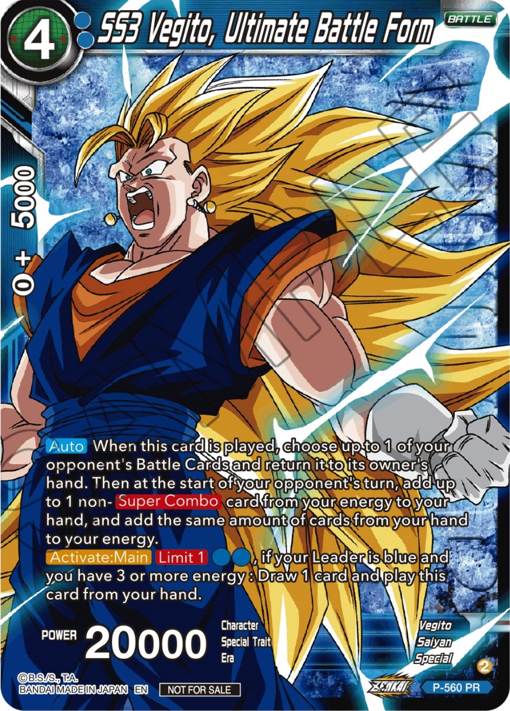 SS3 Vegito, Ultimate Battle Form (Zenkai Series Tournament Pack Vol.6) (Winner) (P-560) [Tournament Promotion Cards] | Enigma On Main