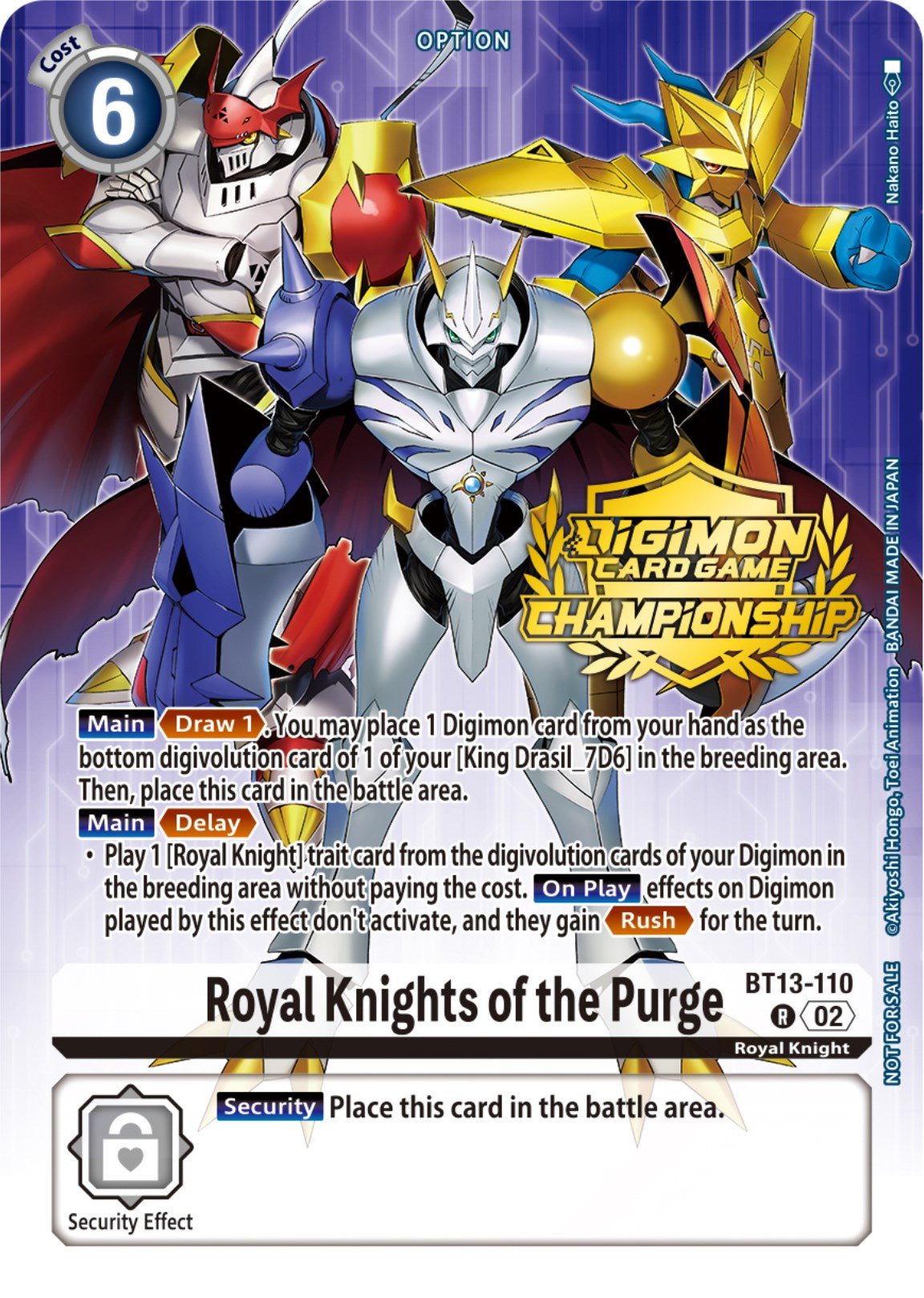 Royal Knights of the Purge [BT13-110] (Championship 2023 Tamers Pack) [Versus Royal Knights Promos] | Enigma On Main