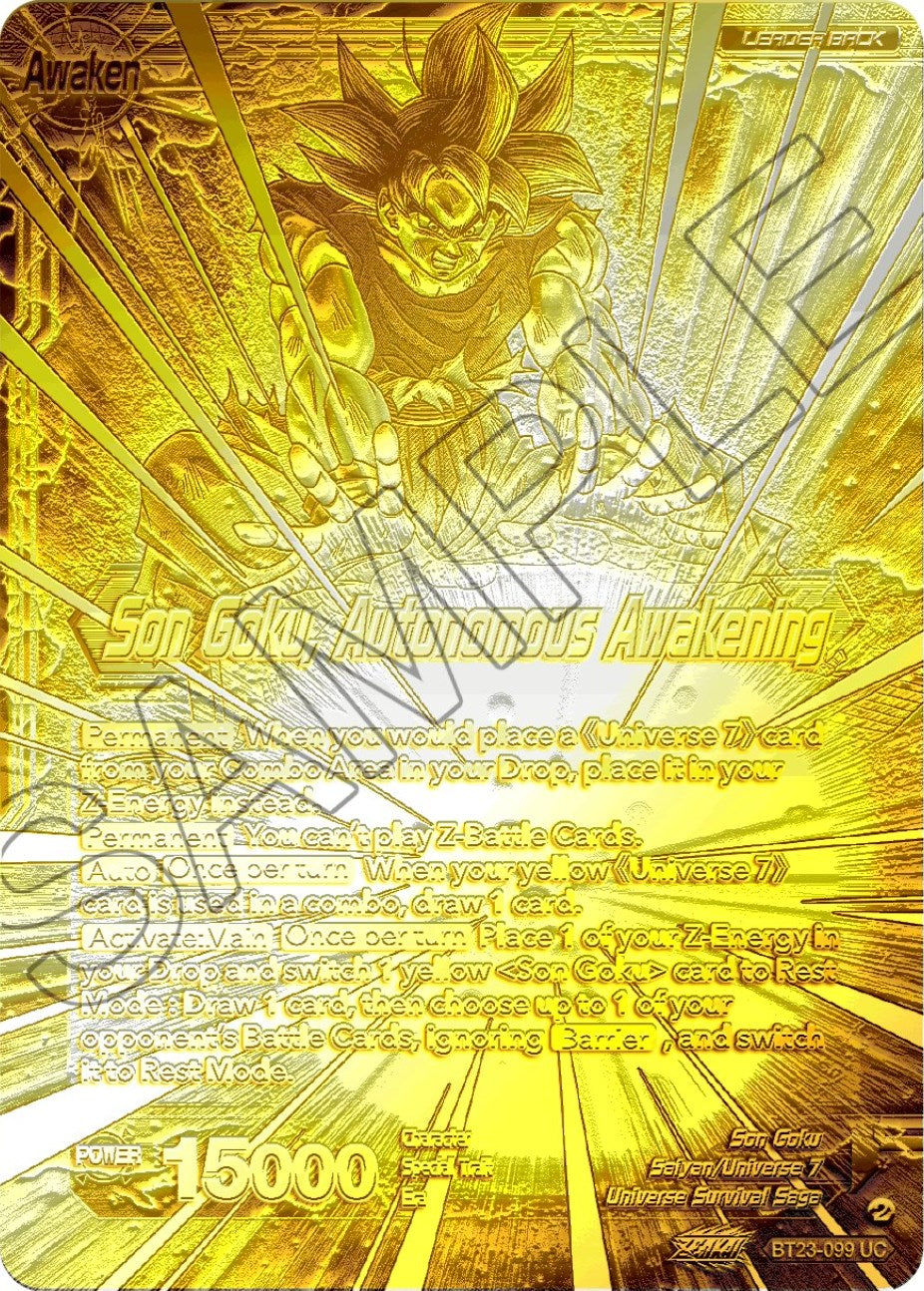 SSB Son Goku // Son Goku, Autonomous Awakening (2023 Championship Finals) (Gold Metal Foil) (BT23-099) [Tournament Promotion Cards] | Enigma On Main