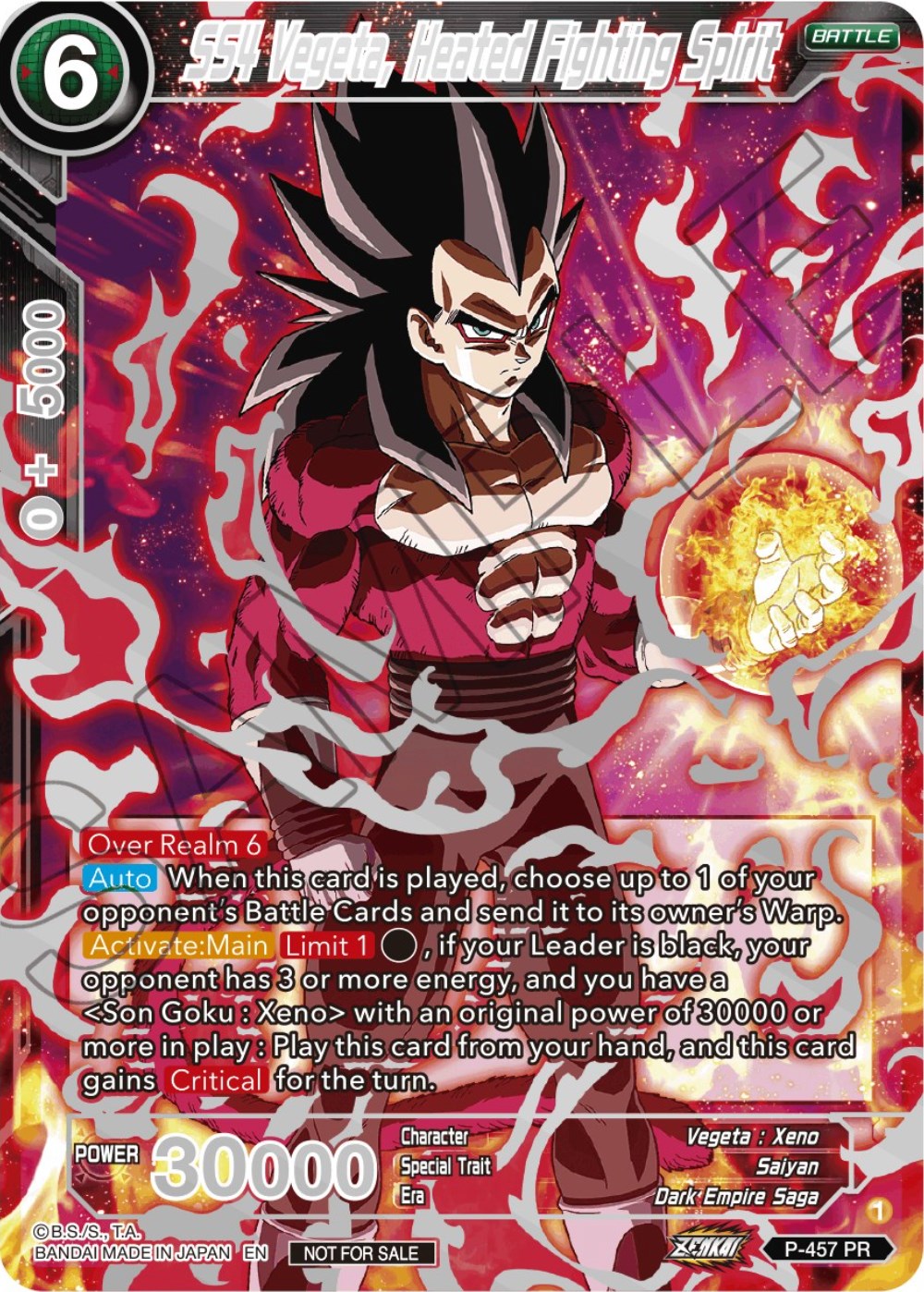 SS4 Vegeta, Heated Fighting Spirit (Championship 2023 Reward Alternate Art Card Set) (Holo) (P-457) [Tournament Promotion Cards] | Enigma On Main