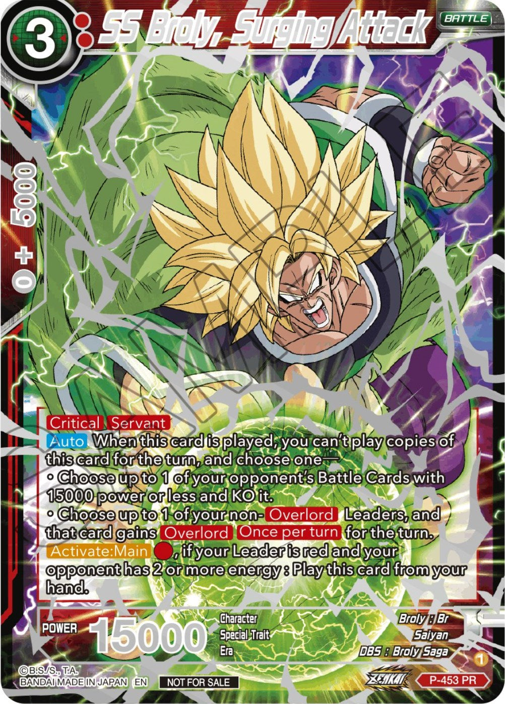 SS Broly, Surging Attack (Championship 2023 Reward Alternate Art Card Set) (Holo) (P-453) [Tournament Promotion Cards] | Enigma On Main