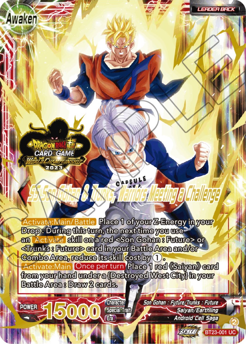 Son Gohan & Trunks // SS Son Gohan & Trunks, Warriors Meeting a Challenge (2023 Worlds ZENKAI 06 Leader Set) (BT23-001) [Tournament Promotion Cards] | Enigma On Main