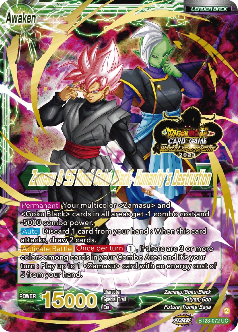 Zamasu & Goku Black // Zamasu & SS Rose Goku Black, Humanity's Destruction (2023 Worlds ZENKAI 06 Leader Set) (BT23-072) [Tournament Promotion Cards] | Enigma On Main