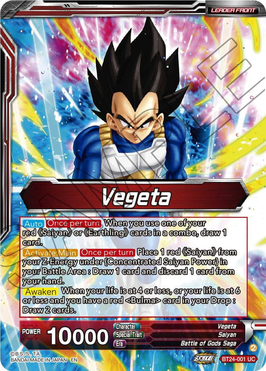 Vegeta // Vegeta, Awakened Feelings (BT24-001) [Beyond Generations] | Enigma On Main