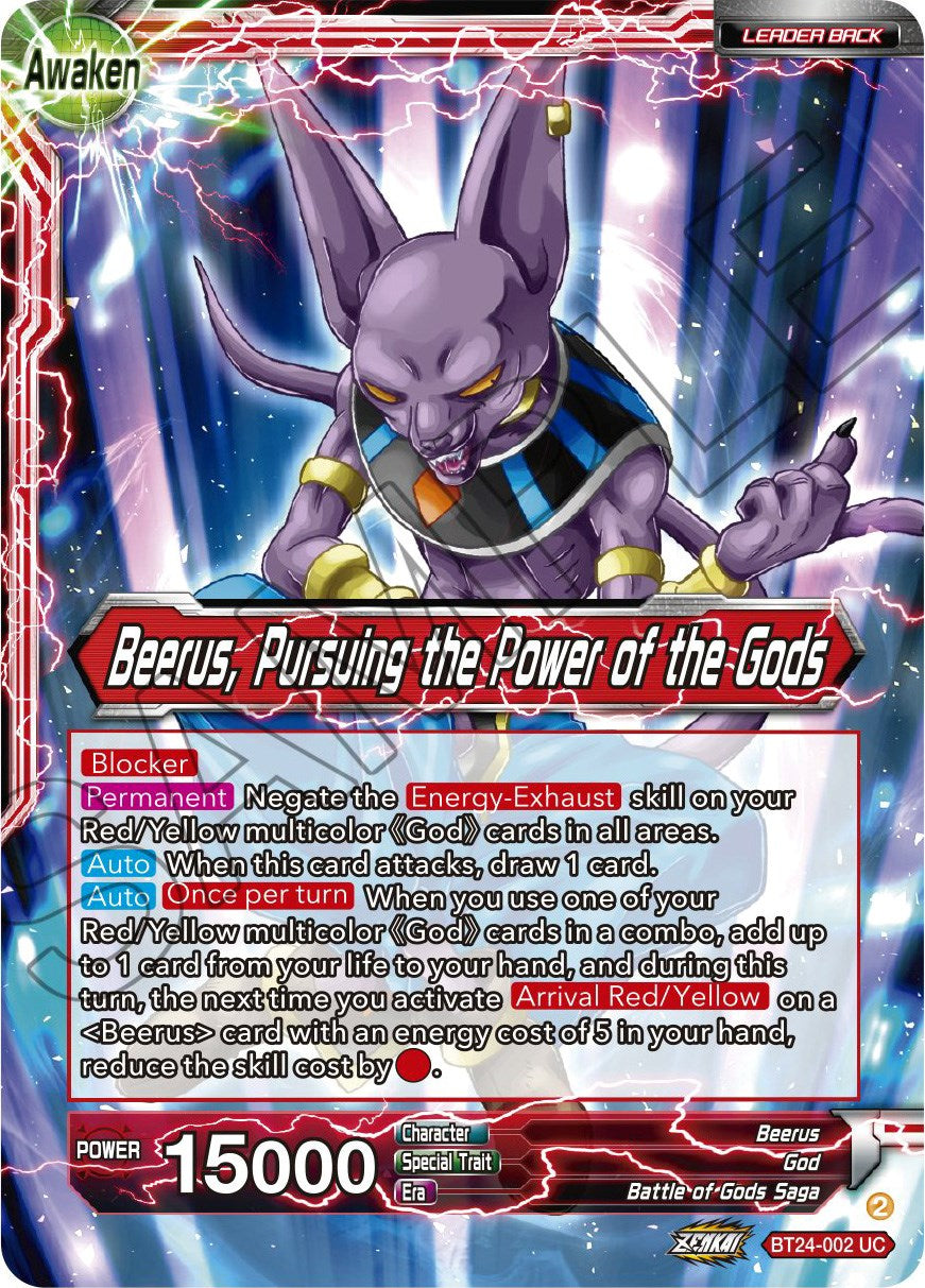 Beerus // Beerus, Pursuing the Power of the Gods (BT24-002) [Beyond Generations] | Enigma On Main