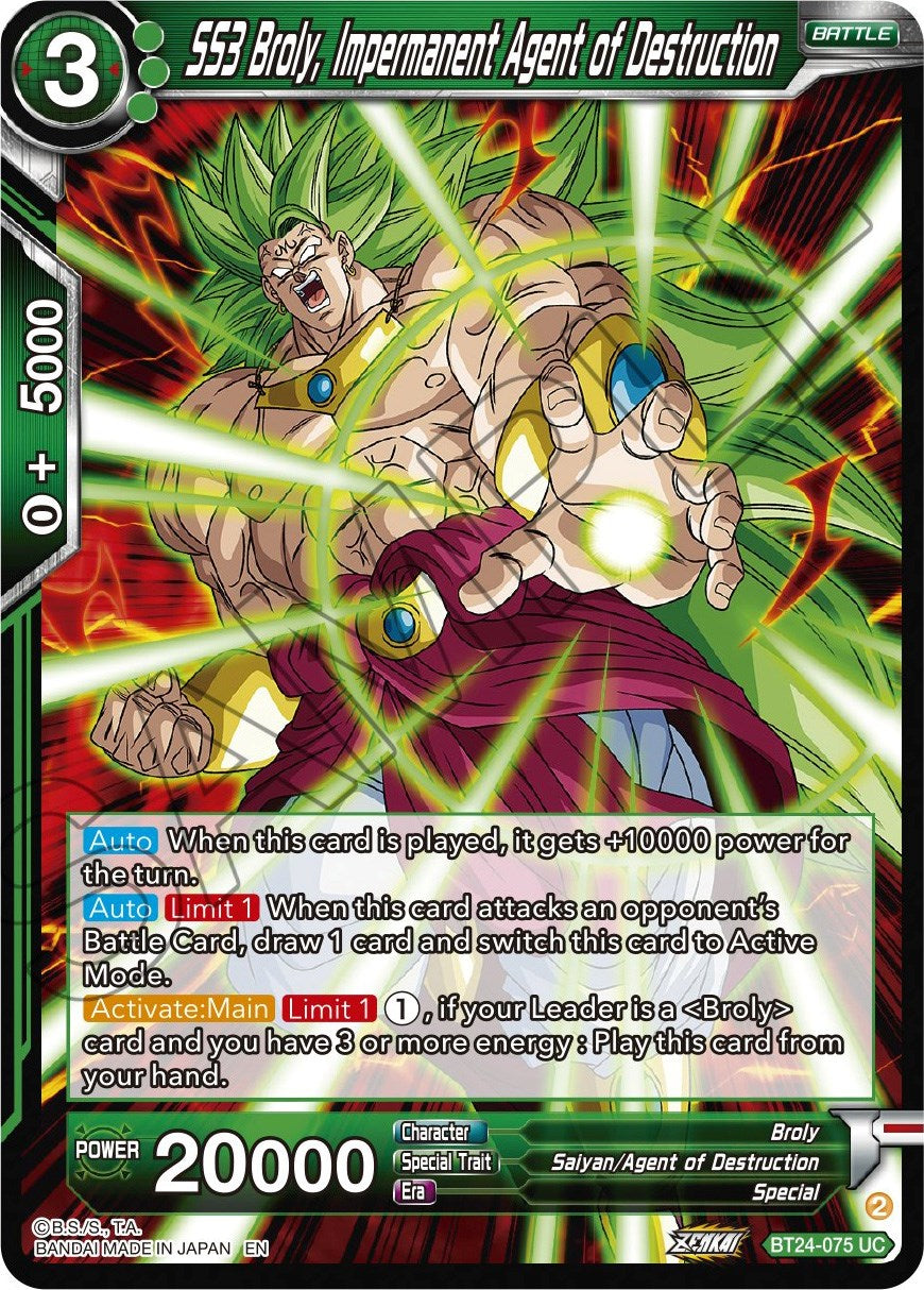 SS3 Broly, Impermanent Agent of Destruction (BT24-075) [Beyond Generations] | Enigma On Main