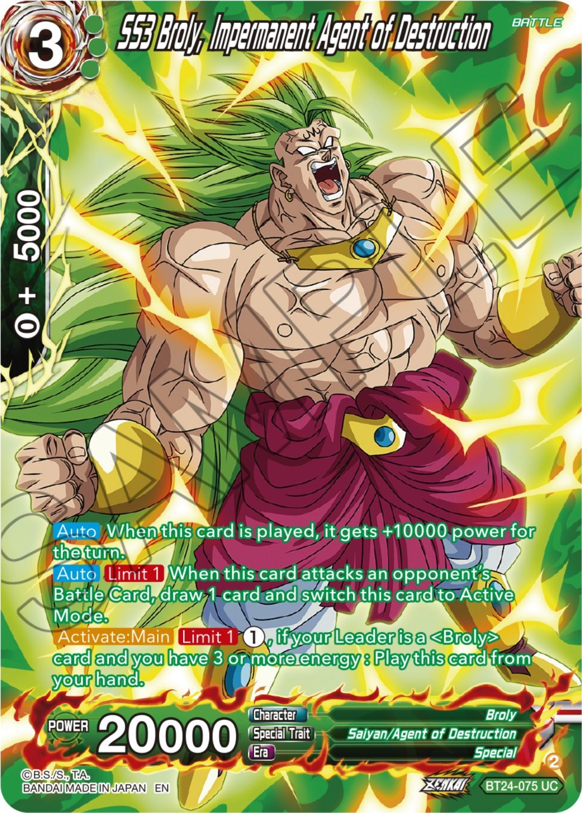 SS3 Broly, Impermanent Agent of Destruction (Collector Booster) (BT24-075) [Beyond Generations] | Enigma On Main