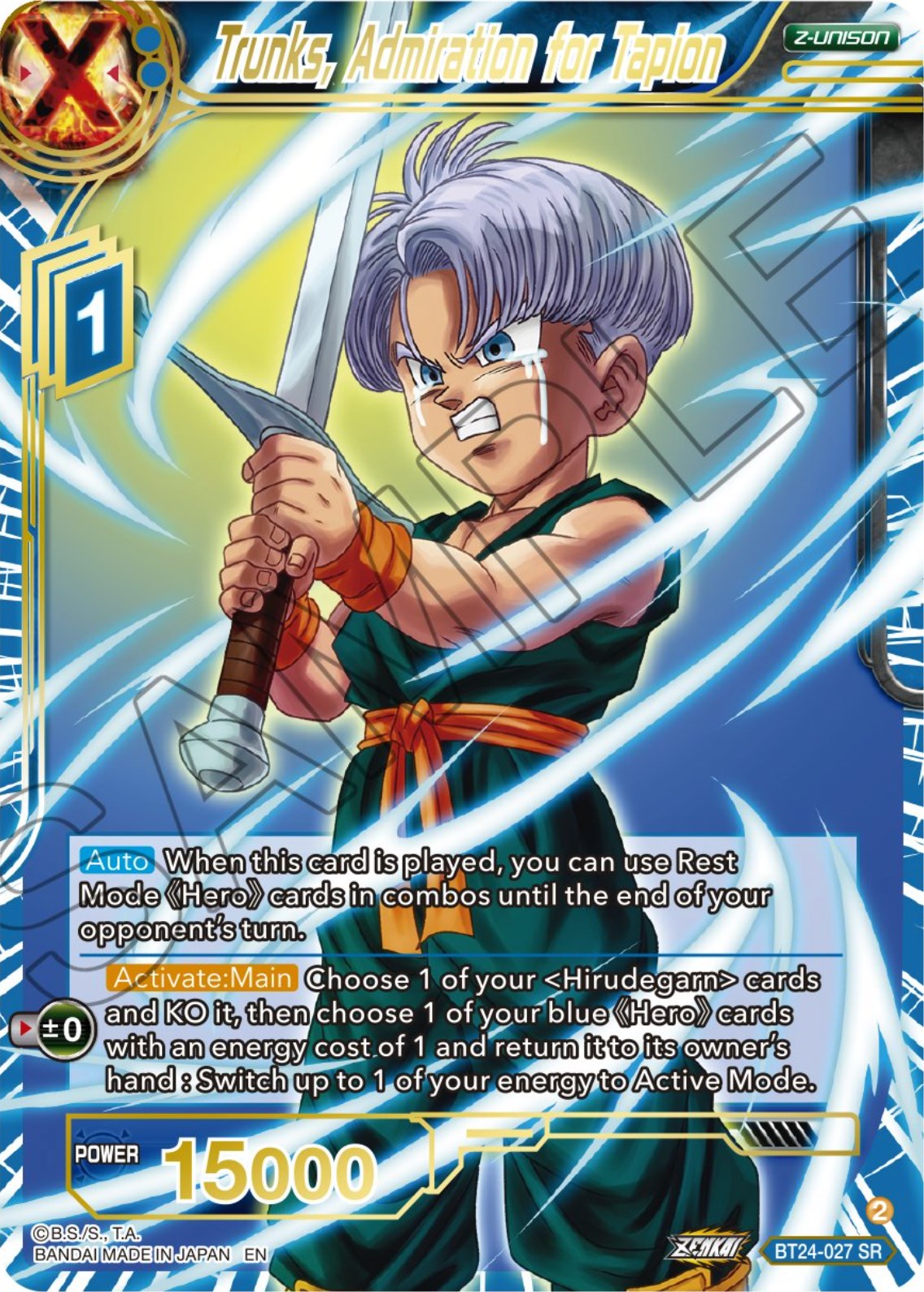 Trunks, Admiration of Tapion (BT24-027) [Beyond Generations] | Enigma On Main