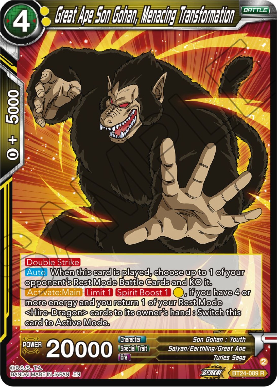 Great Ape Son Gohan, Menacing Transformation (BT24-089) [Beyond Generations] | Enigma On Main