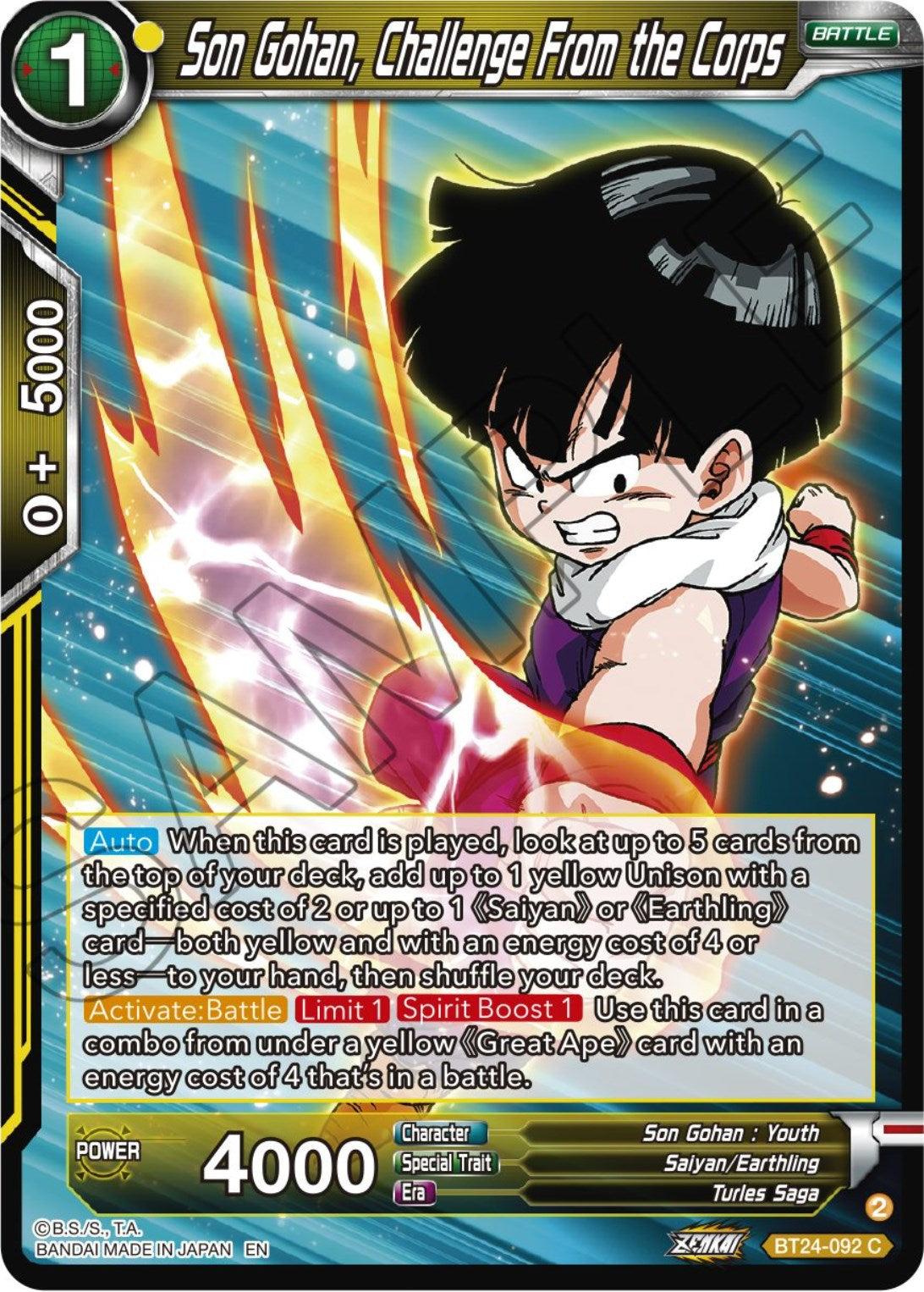 Son Gohan, Challenge From the Corps (BT24-092) [Beyond Generations] | Enigma On Main