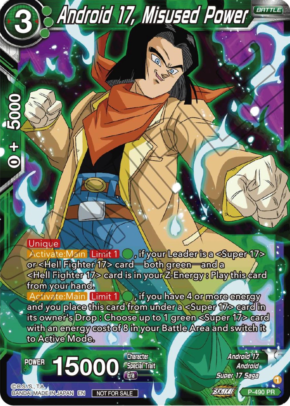 Android 17, Misused Power (Zenkai Series Tournament Pack Vol.3) (P-490) [Tournament Promotion Cards] | Enigma On Main
